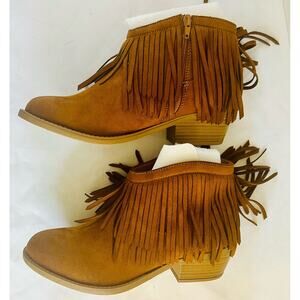 J. Adam’s Western Fringe Ankle Boots Tan Size 10